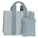 HERMES Bora Bora PM Tote Bag Canvas Light Blue Silver Auth bs30377-1