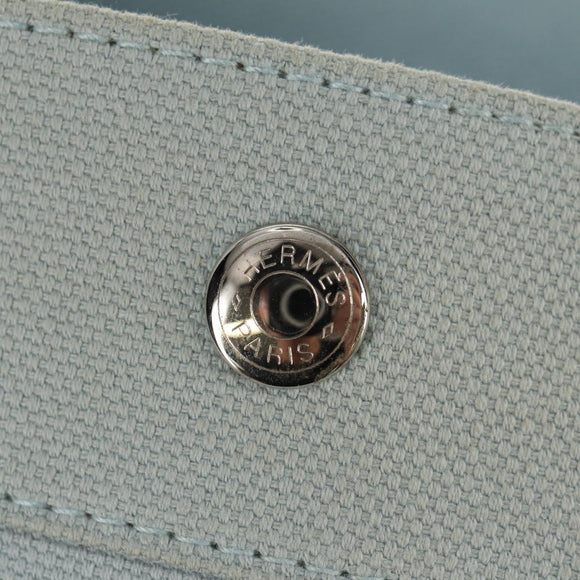 HERMES Bora Bora PM Tote Bag Canvas Light Blue Silver Auth bs30377