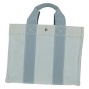 HERMES Bora Bora PM Tote Bag Canvas Light Blue Silver Auth bs30377-2