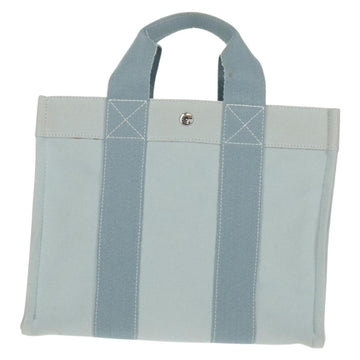 HERMES Bora Bora PM Tote Bag Canvas Light Blue Silver Auth bs30377 - 0