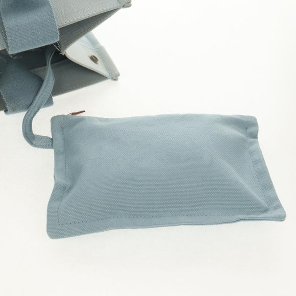 HERMES Bora Bora PM Tote Bag Canvas Light Blue Silver Auth bs30377