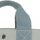 HERMES Bora Bora PM Tote Bag Canvas Light Blue Silver Auth bs30377-3