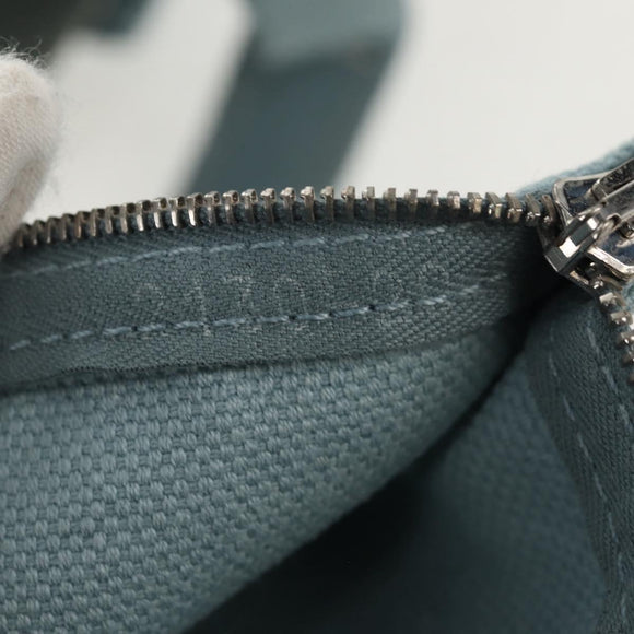 HERMES Bora Bora PM Tote Bag Canvas Light Blue Silver Auth bs30377