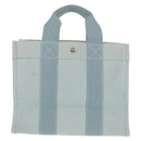 HERMES Bora Bora PM Tote Bag Canvas Light Blue Silver Auth bs30377-4