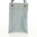 HERMES Bora Bora PM Tote Bag Canvas Light Blue Silver Auth bs30377-6