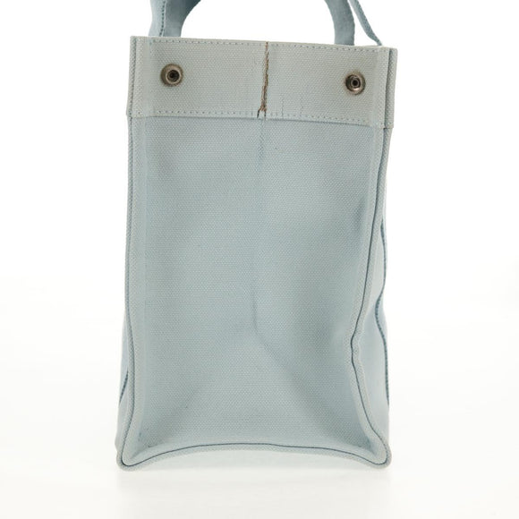 HERMES Bora Bora PM Tote Bag Canvas Light Blue Silver Auth bs30377