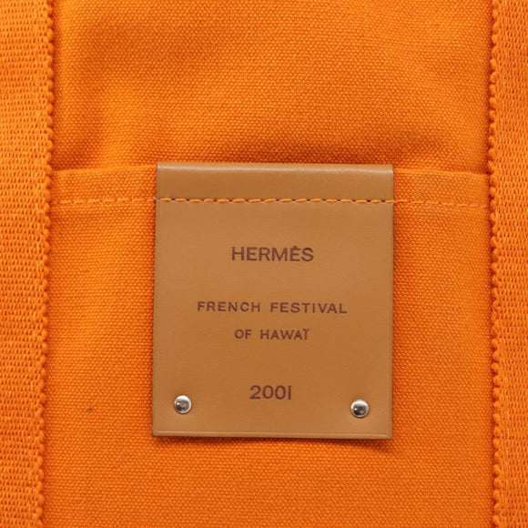 HERMES French Festival Hawaii Exclusive Fourre Tout Cabas Canvas Auth bs30378