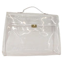 HERMES Vinyl Kelly Hand Bag Vinyl Clear Auth bs30379-1