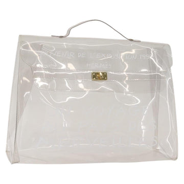 HERMES Vinyl Kelly Hand Bag Vinyl Clear Auth bs30379