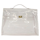 HERMES Vinyl Kelly Hand Bag Vinyl Clear Auth bs30379-13