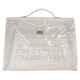 HERMES Vinyl Kelly Hand Bag Vinyl Clear Auth bs30379 - 0