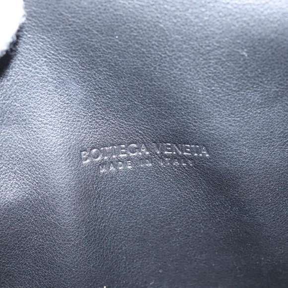 BOTTEGAV ENETA INTRECCIATO Waist Pouch Leather Black Silver Auth bs30383