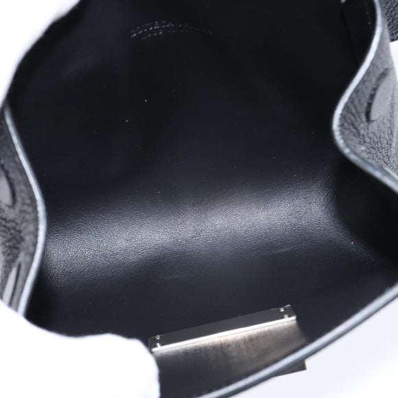 BOTTEGAV ENETA INTRECCIATO Waist Pouch Leather Black Silver Auth bs30383