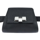 BOTTEGAV ENETA INTRECCIATO Waist Pouch Leather Black Silver Auth bs30383-13