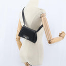 BOTTEGAV ENETA INTRECCIATO Waist Pouch Leather Black Silver Auth bs30383-20