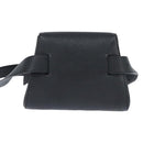 BOTTEGAV ENETA INTRECCIATO Waist Pouch Leather Black Silver Auth bs30383-2
