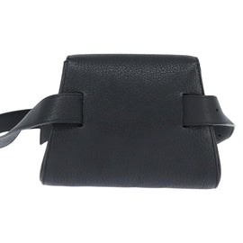 BOTTEGAV ENETA INTRECCIATO Waist Pouch Leather Black Silver Auth bs30383 - 0