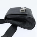 BOTTEGAV ENETA INTRECCIATO Waist Pouch Leather Black Silver Auth bs30383-3