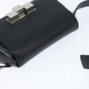 BOTTEGAV ENETA INTRECCIATO Waist Pouch Leather Black Silver Auth bs30383-6