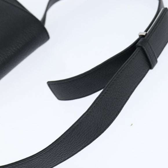BOTTEGAV ENETA INTRECCIATO Waist Pouch Leather Black Silver Auth bs30383