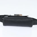BOTTEGAV ENETA INTRECCIATO Waist Pouch Leather Black Silver Auth bs30383-5