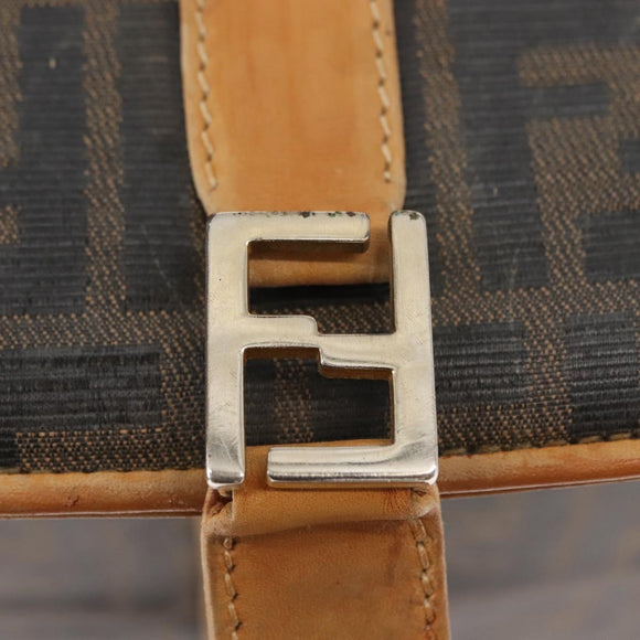 FENDI Zucca Canvas Briefcase Black Brown Auth bs30389