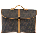 FENDI Zucca Canvas Briefcase Black Brown Auth bs30389-13
