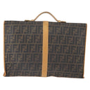 FENDI Zucca Canvas Briefcase Black Brown Auth bs30389-2
