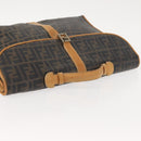 FENDI Zucca Canvas Briefcase Black Brown Auth bs30389-6