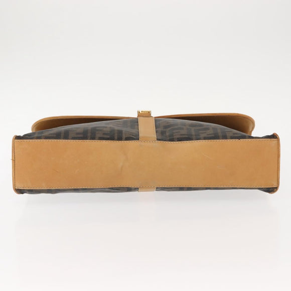 FENDI Zucca Canvas Briefcase Black Brown Auth bs30389