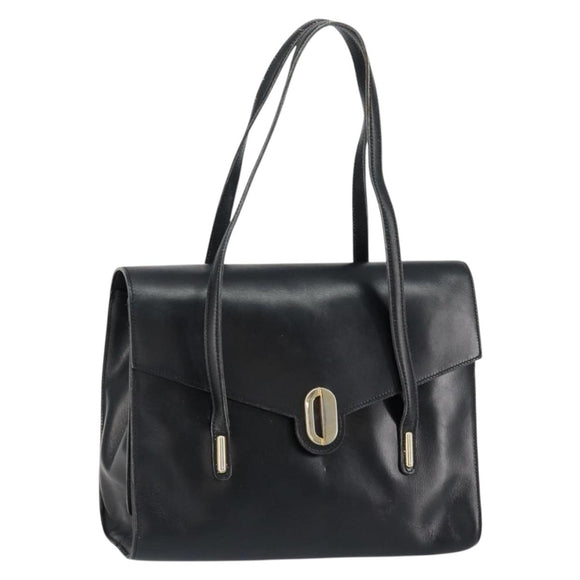 Christian Dior Hand Bag Leather Black Gold Auth bs30391