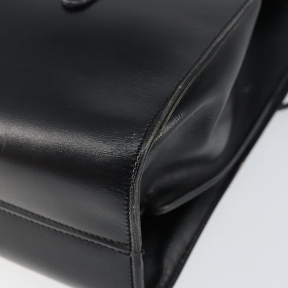 Christian Dior Hand Bag Leather Black Gold Auth bs30391