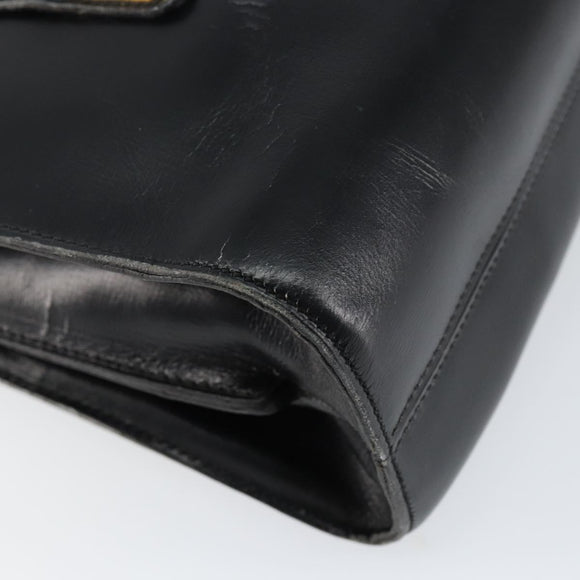 Christian Dior Hand Bag Leather Black Gold Auth bs30391