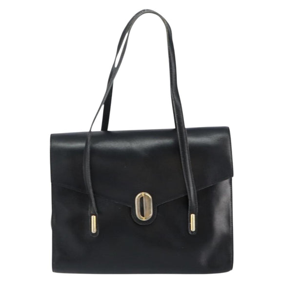 Christian Dior Hand Bag Leather Black Gold Auth bs30391