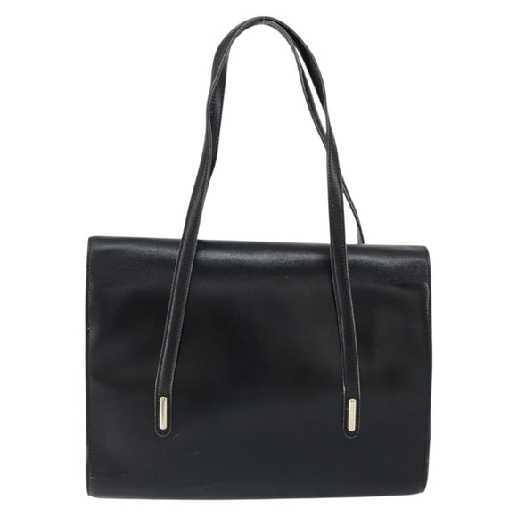 Christian Dior Hand Bag Leather Black Gold Auth bs30391