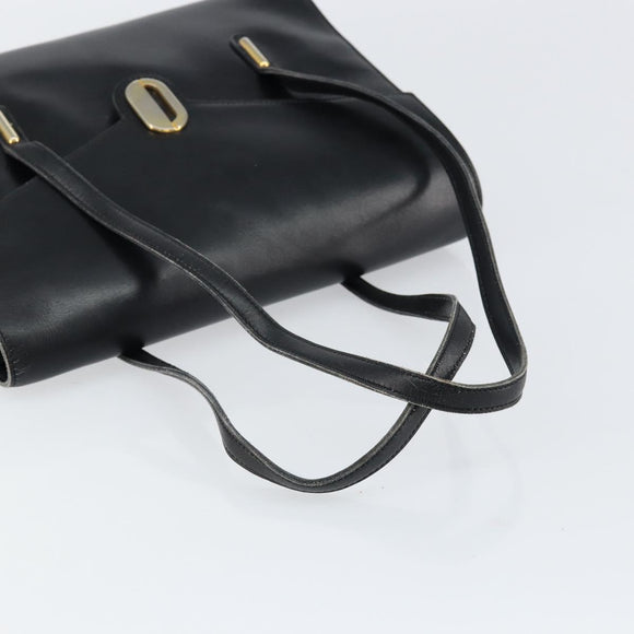 Christian Dior Hand Bag Leather Black Gold Auth bs30391