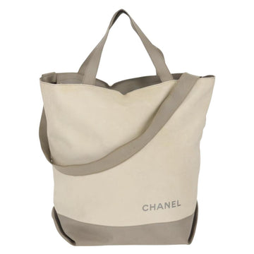 CHANEL Sports Line Tote Bag Nylon 2way Gray Silver CC Auth bs30392