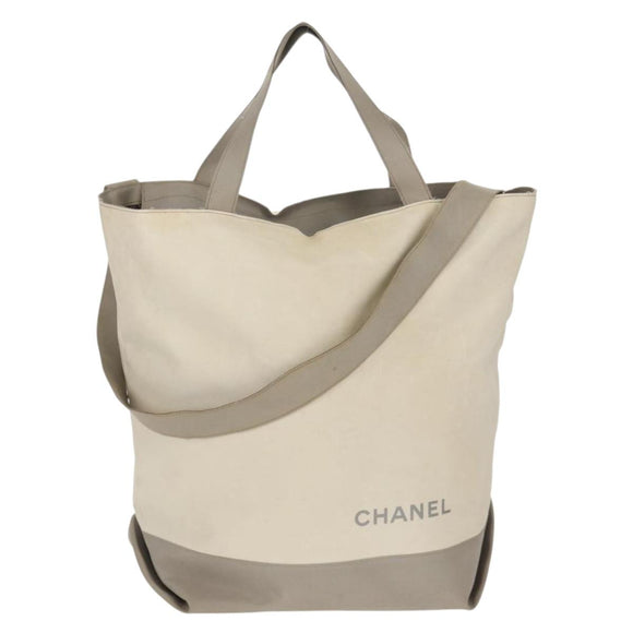 CHANEL Sports Line Tote Bag Nylon 2way Gray Silver CC Auth bs30392