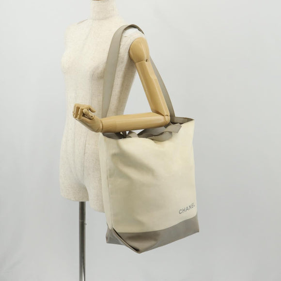 CHANEL Sports Line Tote Bag Nylon 2way Gray Silver CC Auth bs30392