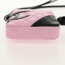 CHANEL Cambon Line Shoulder Bag Leather Pink Black Silver CC Auth bs30393V-10