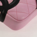 CHANEL Cambon Line Shoulder Bag Leather Pink Black Silver CC Auth bs30393V-11