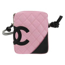 CHANEL Cambon Line Shoulder Bag Leather Pink Black Silver CC Auth bs30393V-2