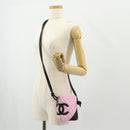 CHANEL Cambon Line Shoulder Bag Leather Pink Black Silver CC Auth bs30393V-22