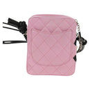 CHANEL Cambon Line Shoulder Bag Leather Pink Black Silver CC Auth bs30393V-3