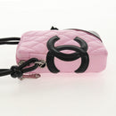 CHANEL Cambon Line Shoulder Bag Leather Pink Black Silver CC Auth bs30393V-4