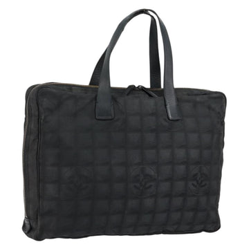 CHANEL New Travel Line Briefcase Nylon Black Silver CC Auth bs30394