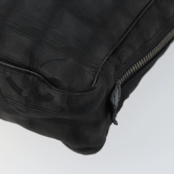 CHANEL New Travel Line Briefcase Nylon Black Silver CC Auth bs30394