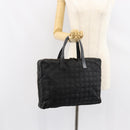 CHANEL New Travel Line Briefcase Nylon Black Silver CC Auth bs30394-23