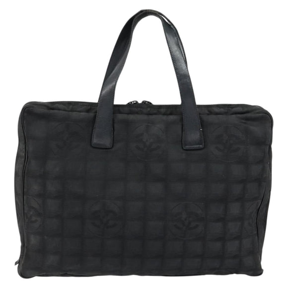 CHANEL New Travel Line Briefcase Nylon Black Silver CC Auth bs30394