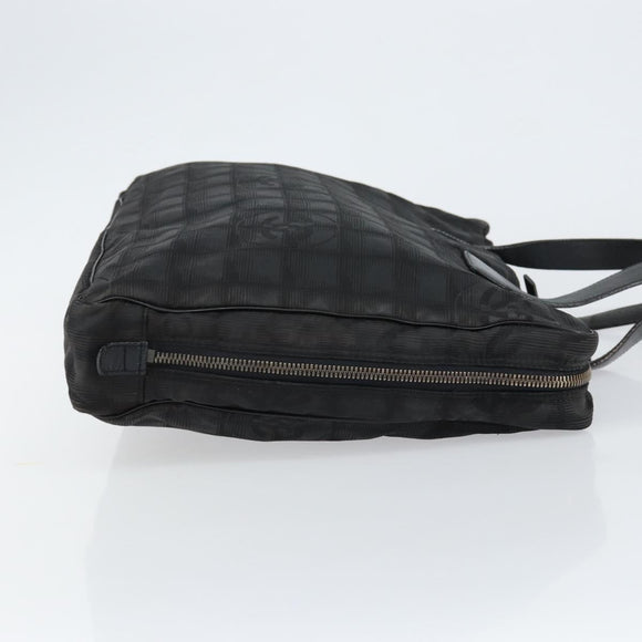CHANEL New Travel Line Briefcase Nylon Black Silver CC Auth bs30394